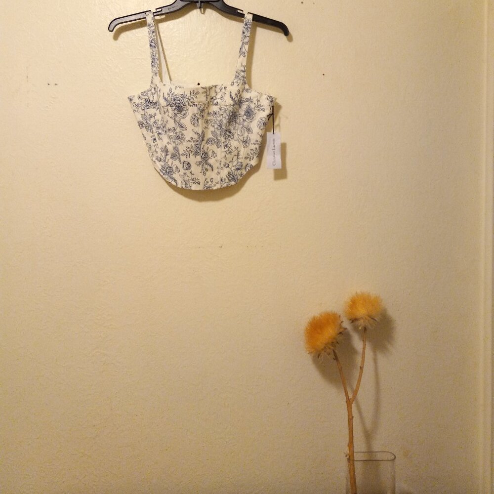 NWT Christian Lacroix White Floral Cropped Bustier Corset Top Size S Layering